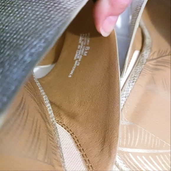 New Direction Soft Gold Espadrille Wedge Heel Shoes - Picture 5 of 7